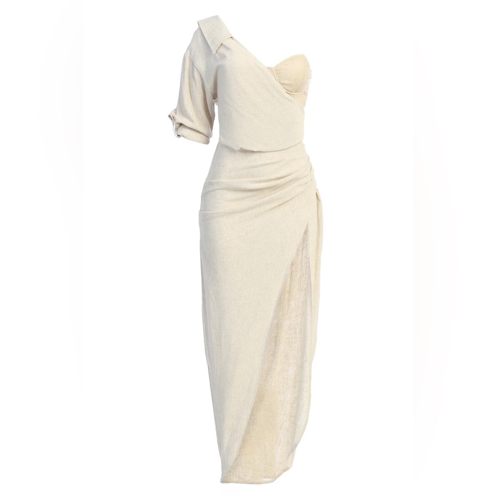 NWT LINEN DRAPED DRESS